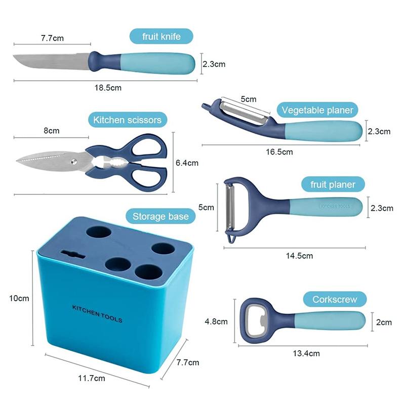 6 Pcs Multifunction Kitchen Gadgets Kit with Storage Peeler and Cutter Tools Set for Salads and Cocktails