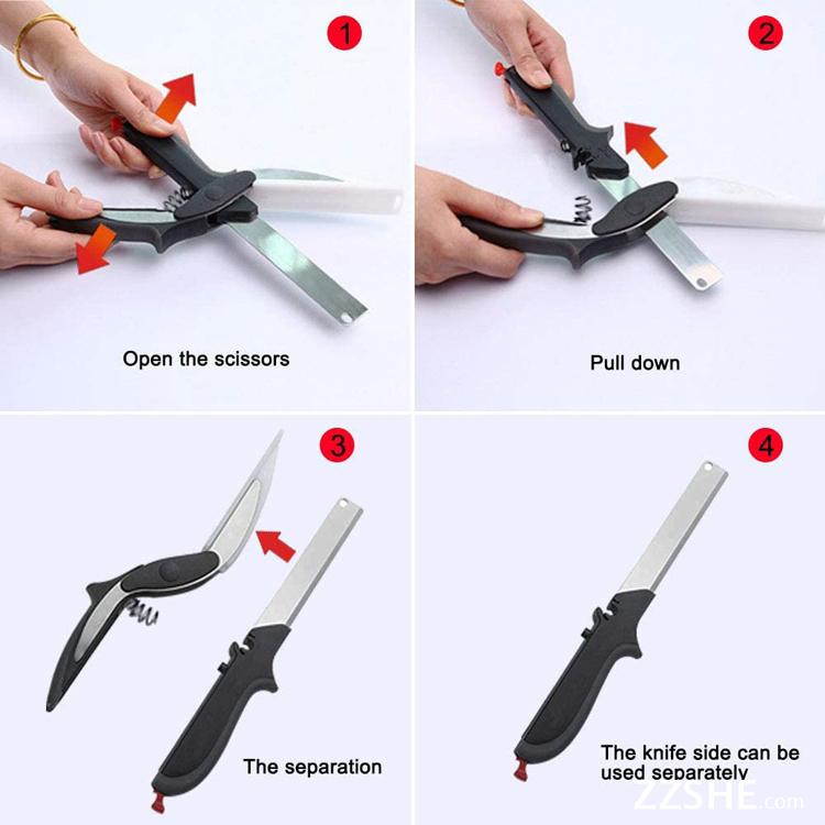 Kitchen Food Cutter Chopper Clever Kitchen Knife Clever Multipurpose Food Scissors Stainless Steel Vegetable Slicer Fruit Cutter
