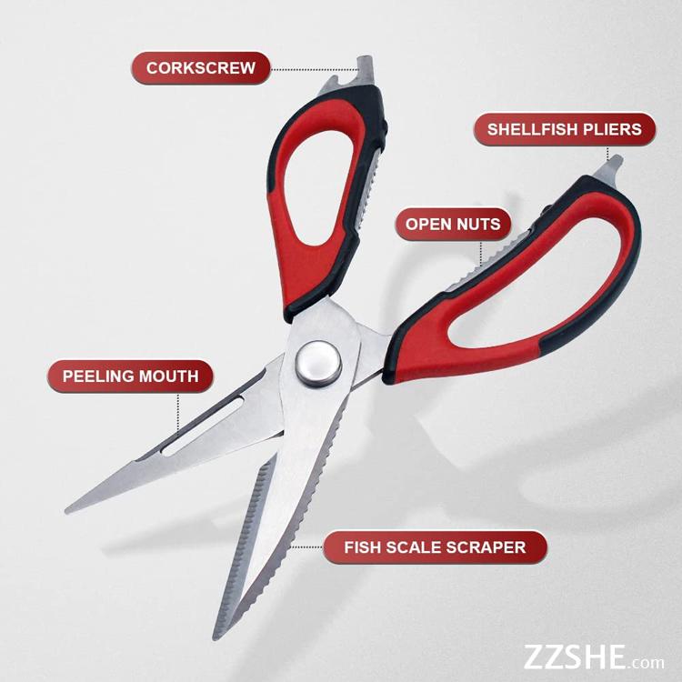Stainless Steel Blades Meat Chicken Herb Kitchen Food Cutting Scissors With Sheath