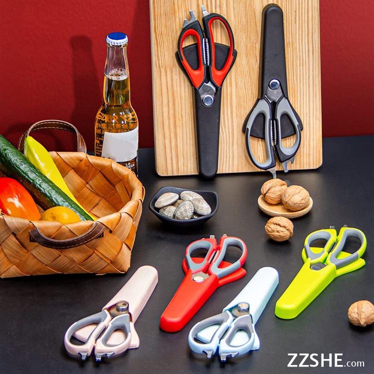 Stainless Steel Blades Meat Chicken Herb Kitchen Food Cutting Scissors With Sheath