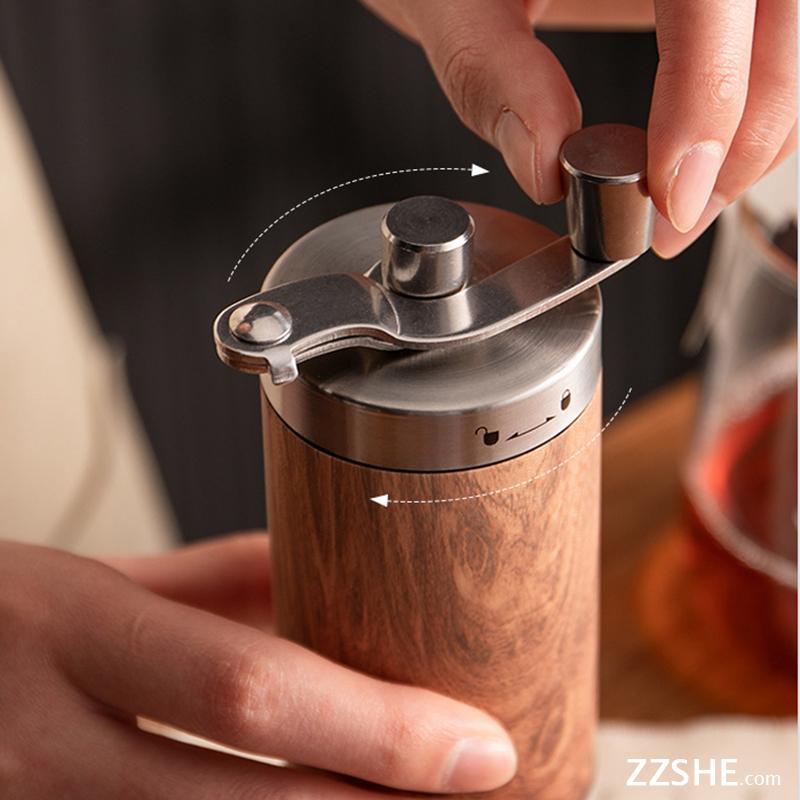 Portable Wood Grain Coffee Bean Grinder Stainless Steel Crank Manual Manual Handmade Coffee Grinder Mill Kitchen Tool Grinders