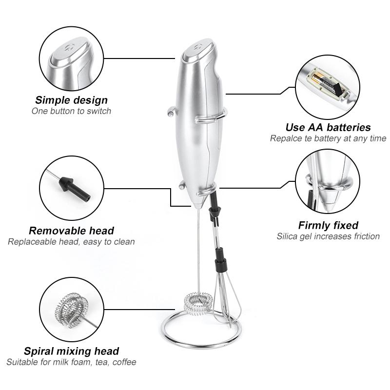 Stainless Steel Frother Milk Electric Professional Automatic Handheld Milk Frother