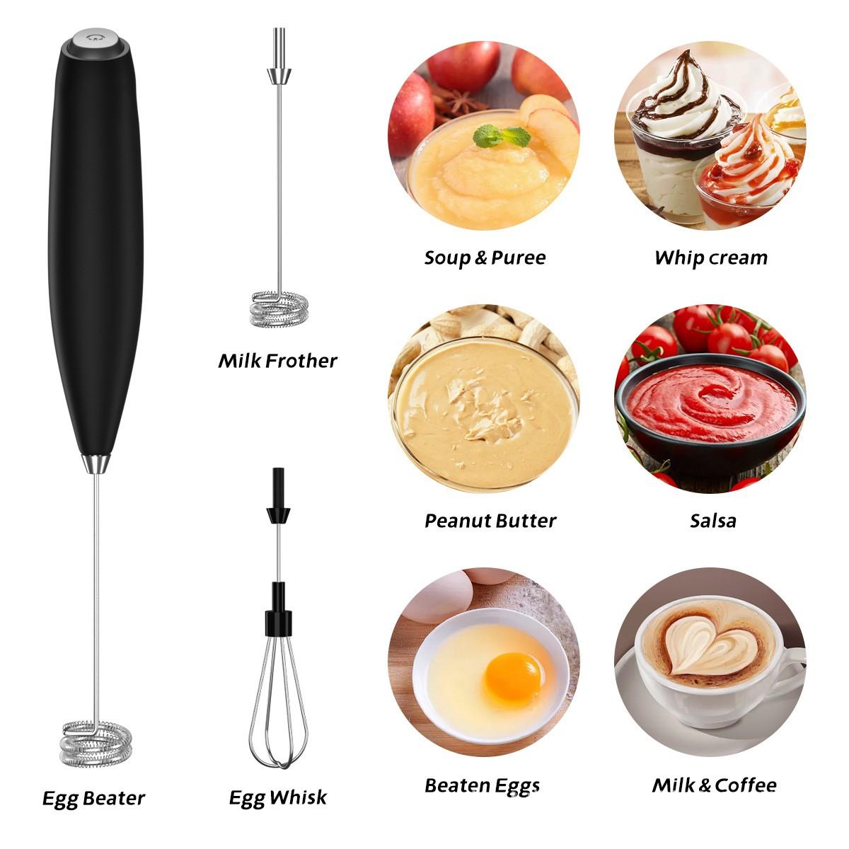Powerful Handheld Coffee Milk Frother Foam Maker for Lattes Whisk Drink Mixer Battery Powered Electric Milk Frother With Stand