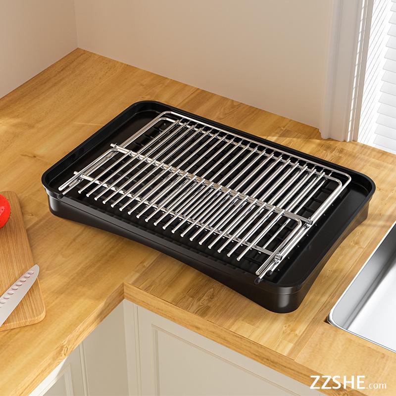 2 Tier Dish Racks for Kitchen Counter Collapsible Dish Drainer Rack X-Shaped Foldable Dish Drying Rack with Drainboard
