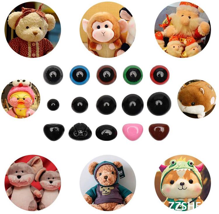 Premium Plastic Safety Eyes and Noses with Washers, Assorted Sizes for Craft Doll Eyes
